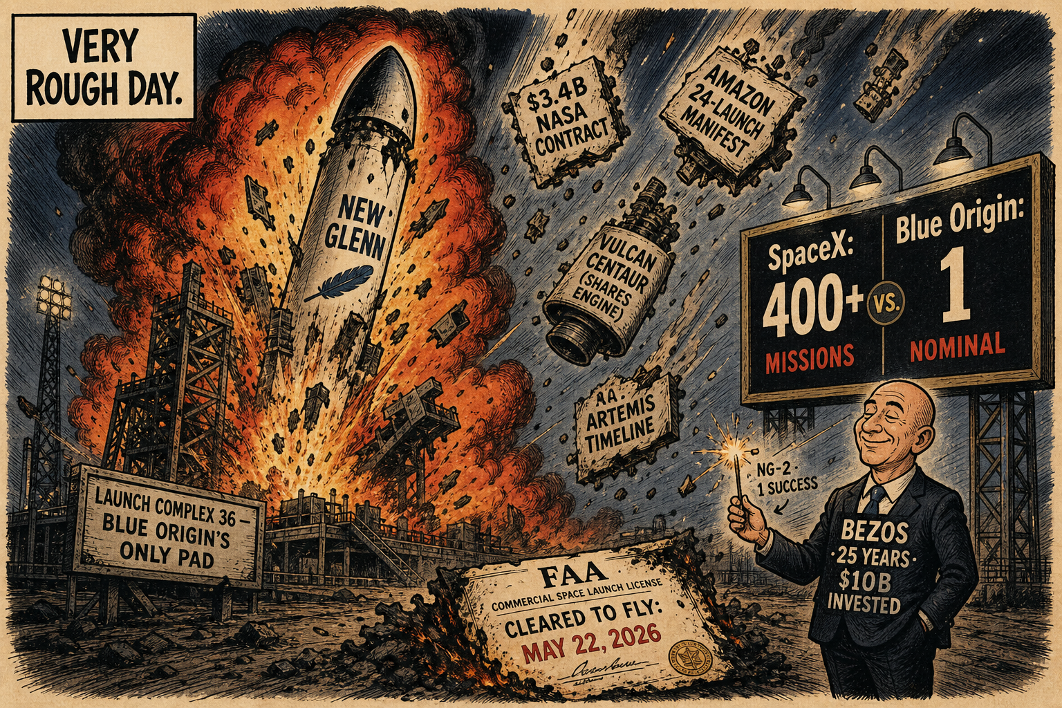 Blue Origin Destroyed Its Only Launch Pad in One Explosion. Jeff Bezos Has Been Trying to Build Rockets for 25 Years.
