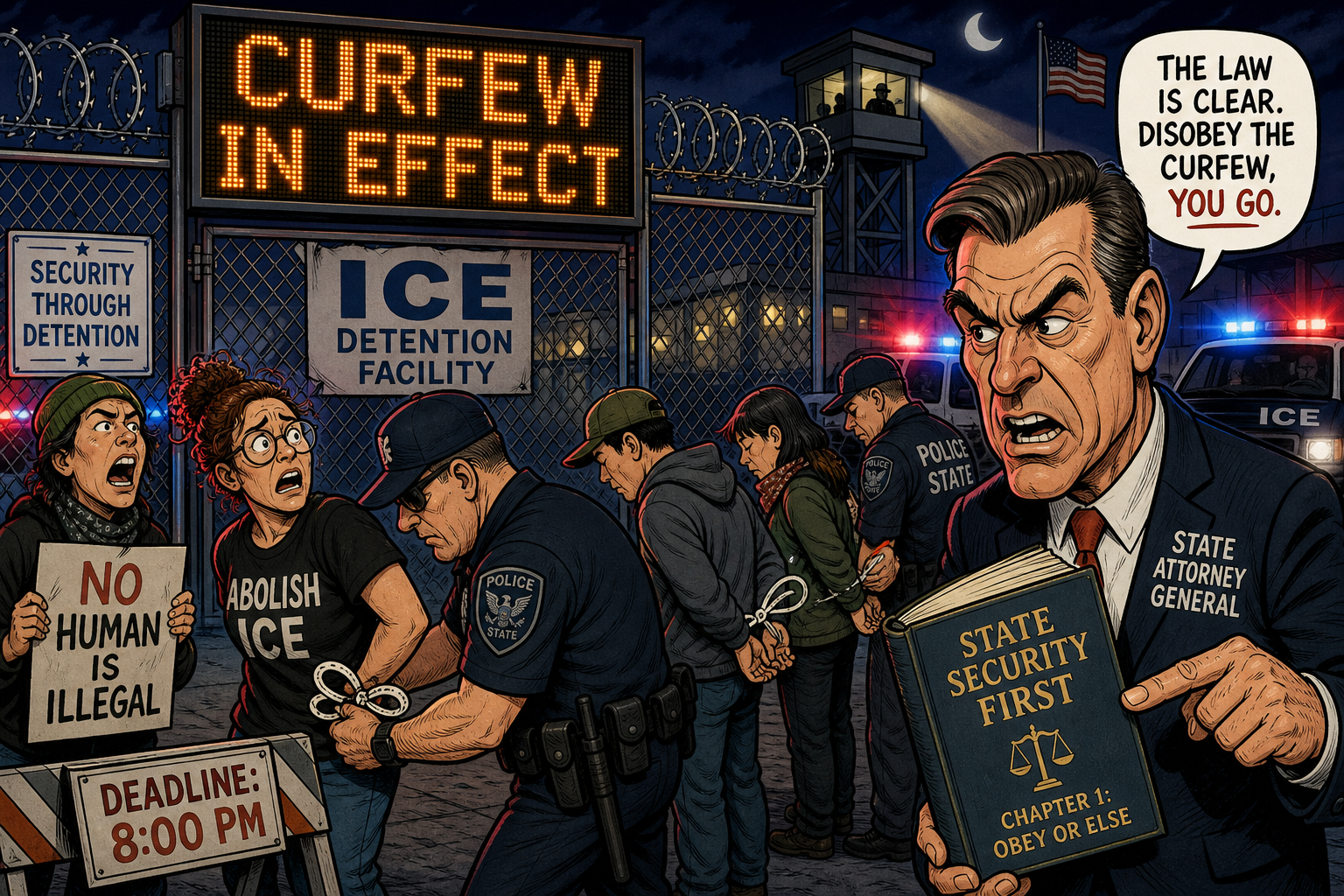 Arrests Made After a Curfew Takes Effect at a Newark ICE Facility
