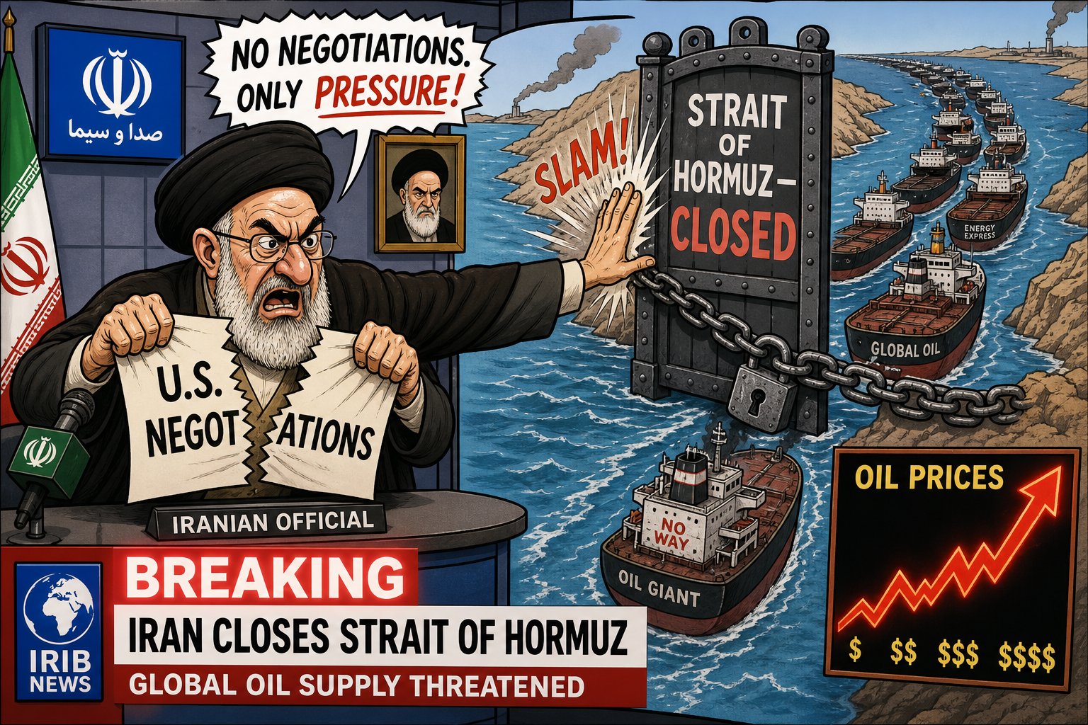 Iran Halts U.S. Talks, Vows to 'Completely' Block the Strait of Hormuz
