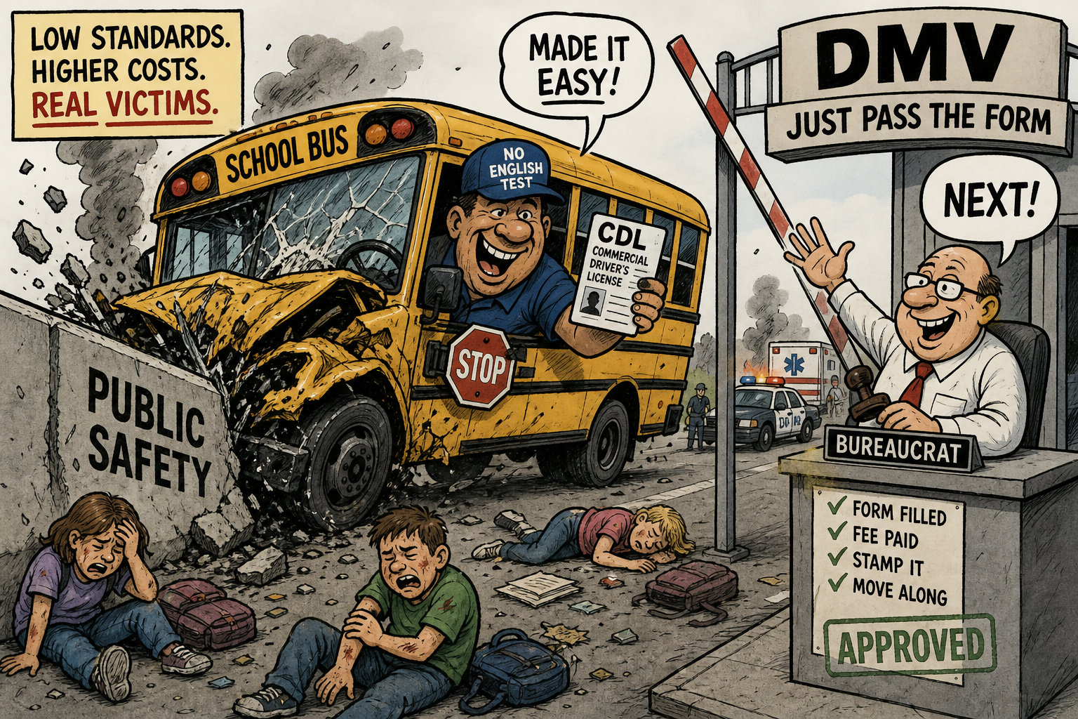 5 Dead on I-95 After Driver Jing Sheng Dong — No English, No Valid CDL, DUI — Crashed a Charter Bus.
