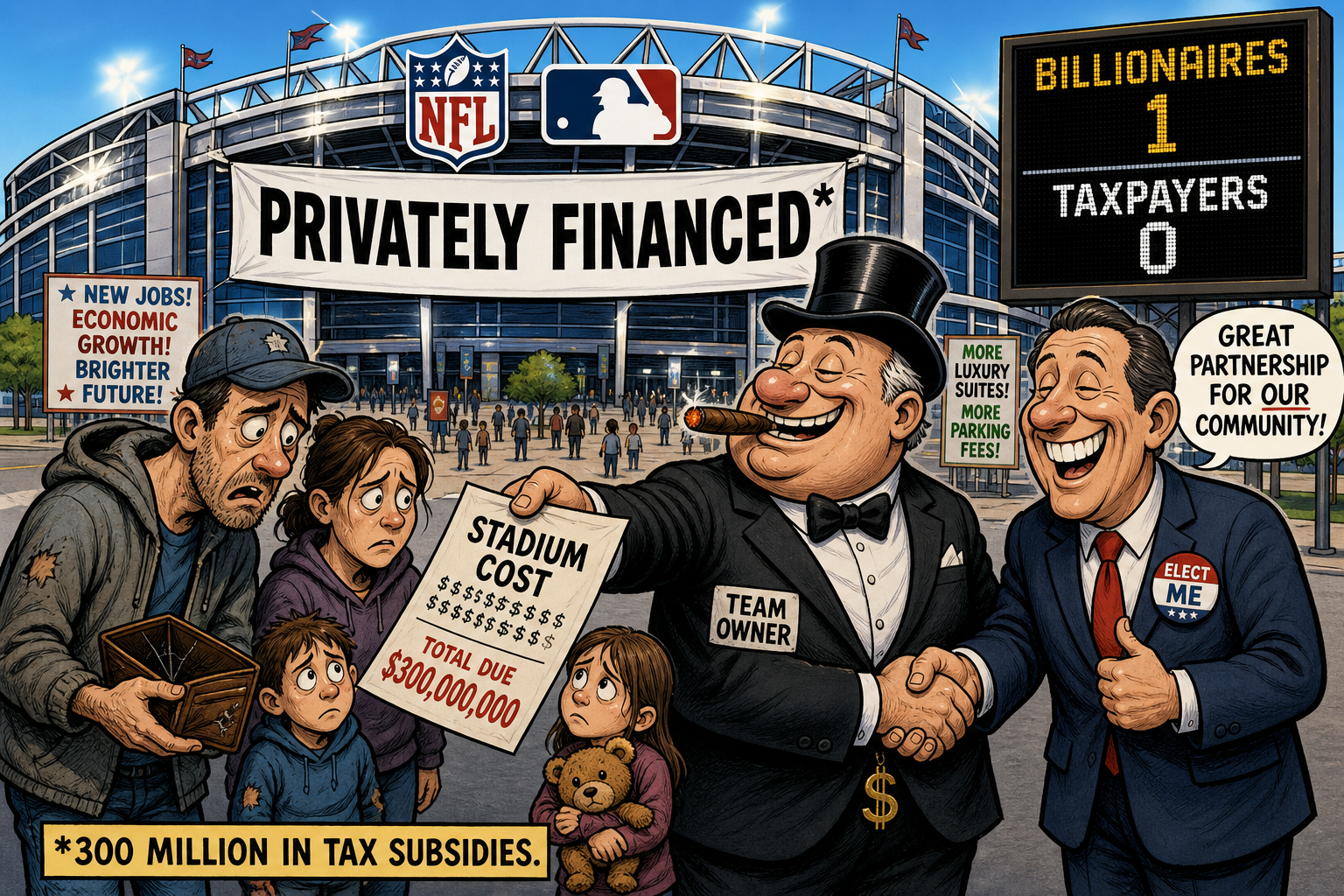 Billionaires Don't Need Your Money. They Take It Anyway. The $43 Billion Stadium Scam.