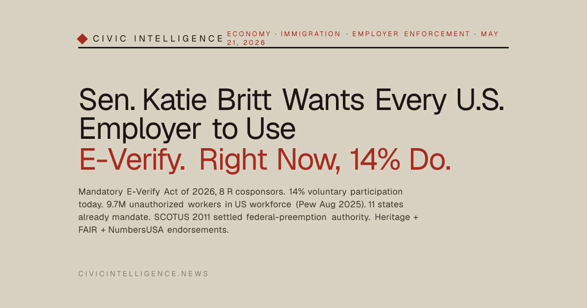 Sen. Katie Britt Wants Every U.S. Employer to Use E-Verify. Right Now ...