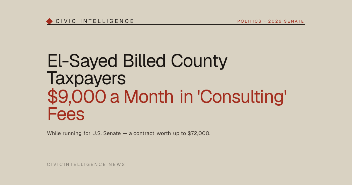 Abdul El-Sayed Billed County Taxpayers $9,000 a Month in 'Consulting ...